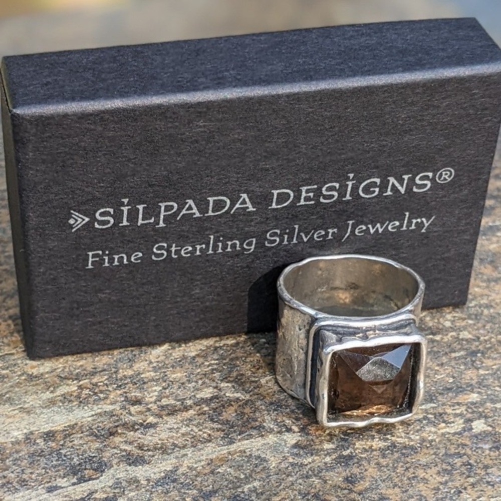 Silpada Solid Sterling Silver Ring With Smoky Bro… - image 1